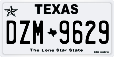 TX license plate DZM9629