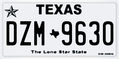 TX license plate DZM9630