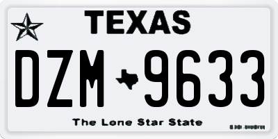 TX license plate DZM9633