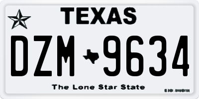 TX license plate DZM9634