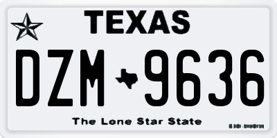 TX license plate DZM9636