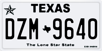 TX license plate DZM9640