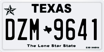 TX license plate DZM9641