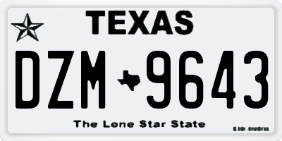 TX license plate DZM9643