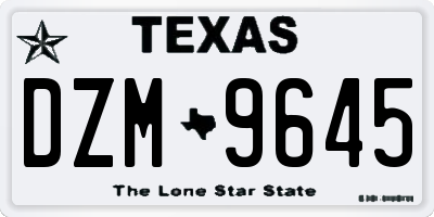 TX license plate DZM9645