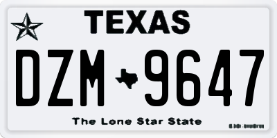 TX license plate DZM9647
