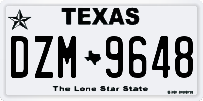 TX license plate DZM9648