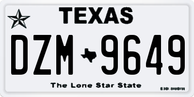 TX license plate DZM9649