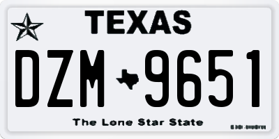 TX license plate DZM9651