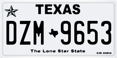 TX license plate DZM9653