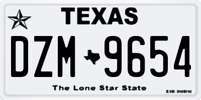 TX license plate DZM9654