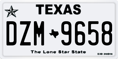 TX license plate DZM9658