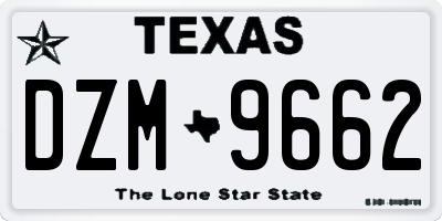 TX license plate DZM9662
