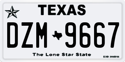 TX license plate DZM9667