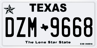 TX license plate DZM9668