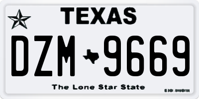 TX license plate DZM9669