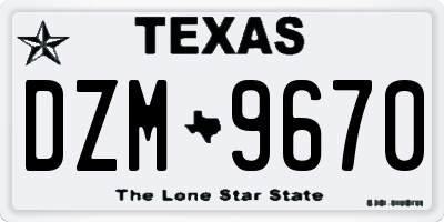 TX license plate DZM9670