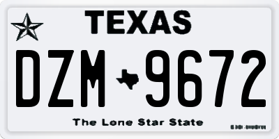 TX license plate DZM9672
