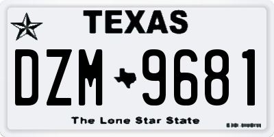 TX license plate DZM9681