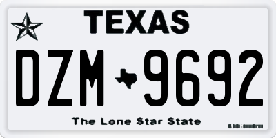 TX license plate DZM9692