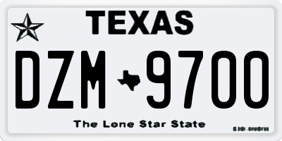 TX license plate DZM9700