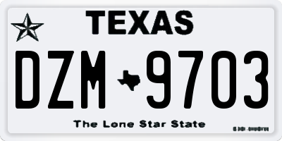 TX license plate DZM9703