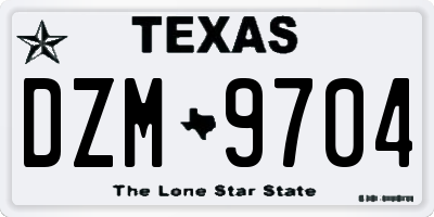 TX license plate DZM9704