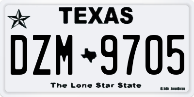 TX license plate DZM9705