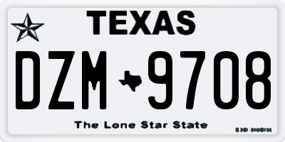 TX license plate DZM9708