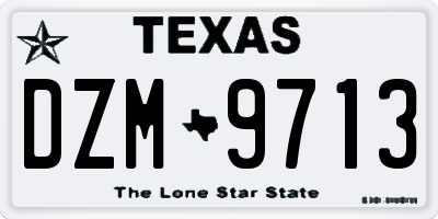 TX license plate DZM9713