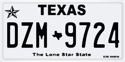TX license plate DZM9724
