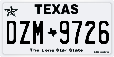 TX license plate DZM9726
