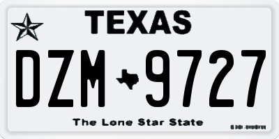 TX license plate DZM9727