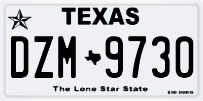 TX license plate DZM9730