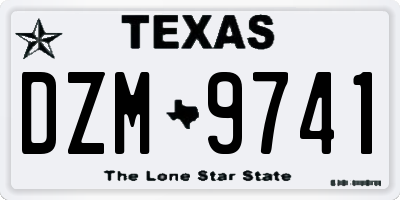 TX license plate DZM9741