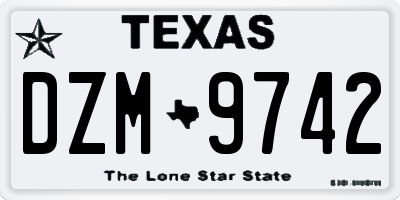 TX license plate DZM9742