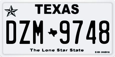 TX license plate DZM9748