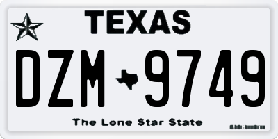 TX license plate DZM9749