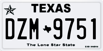 TX license plate DZM9751