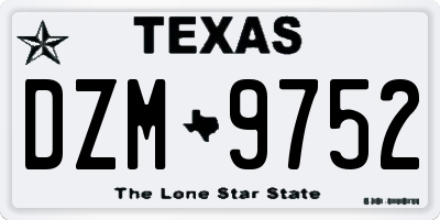 TX license plate DZM9752