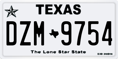 TX license plate DZM9754