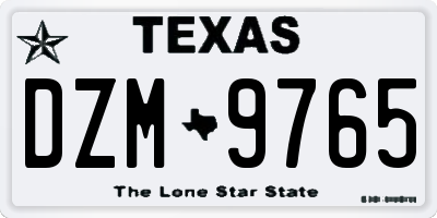 TX license plate DZM9765