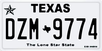 TX license plate DZM9774