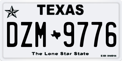 TX license plate DZM9776