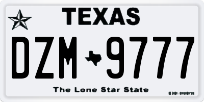 TX license plate DZM9777