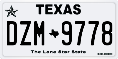 TX license plate DZM9778