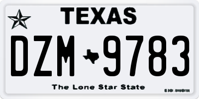 TX license plate DZM9783