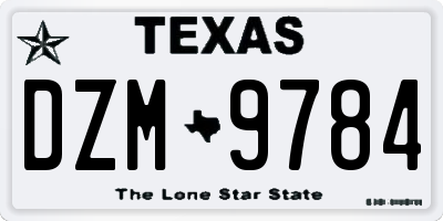 TX license plate DZM9784