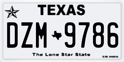 TX license plate DZM9786