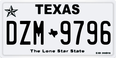 TX license plate DZM9796